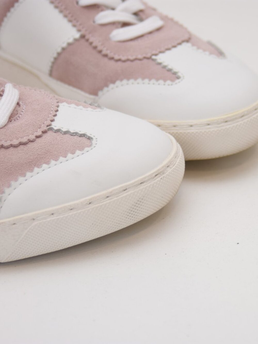PAIGE Brie Sneaker Pink Suede Leather Low Top Shoes Size 8.5 Womens - Picture 10 of 15